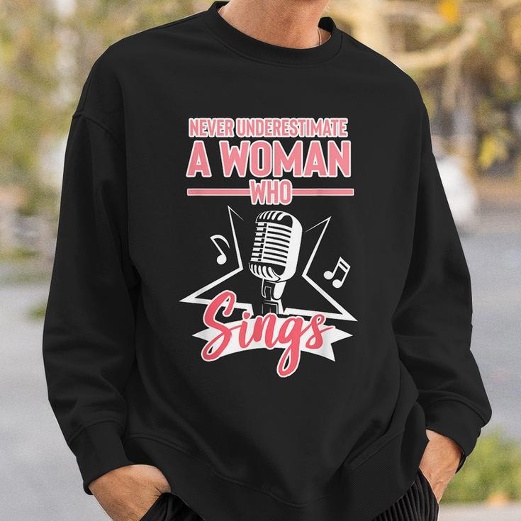 Never Underestimate A Woman Who Sings Lead Singer Singing Singer Funny Gifts Sweatshirt Gifts for Him