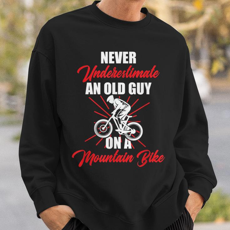 Never Underestimate An Old Guy On A Mountain Bike Cycling Sweatshirt Gifts for Him
