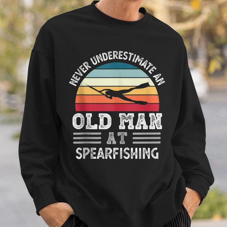 Never Underestimate An Old Man At Spearfishing Fathers Day Gift For Mens Sweatshirt Gifts for Him