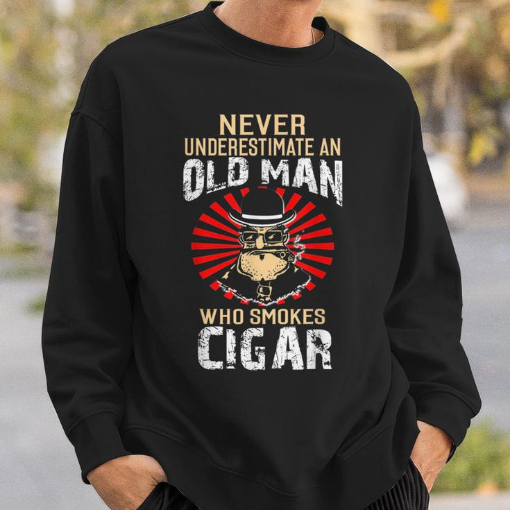Never Underestimate An Old Man Who Smokes Cigar Sweatshirt Gifts for Him
