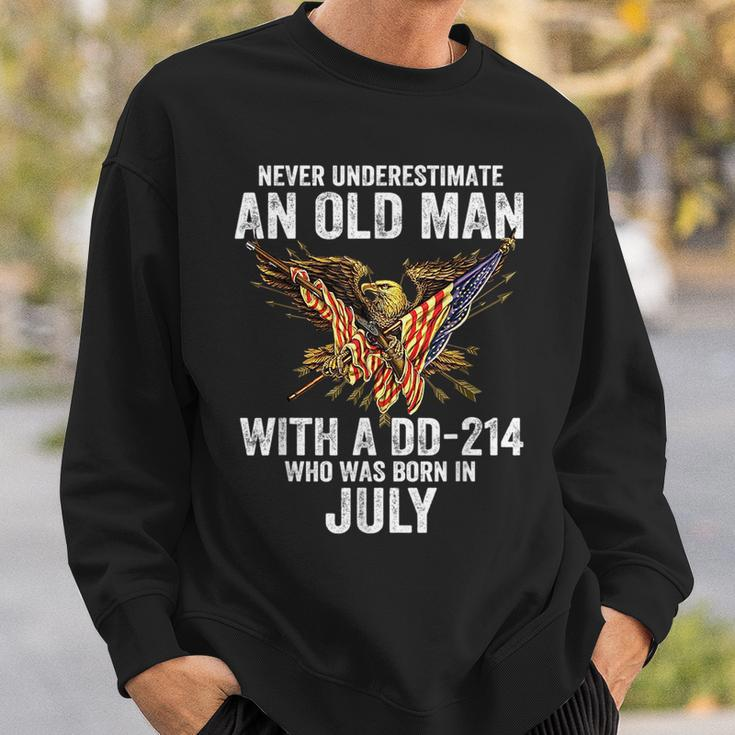 Never Underestimate An Old Man With A Dd214 Born In July Old Man Funny Gifts Sweatshirt Gifts for Him