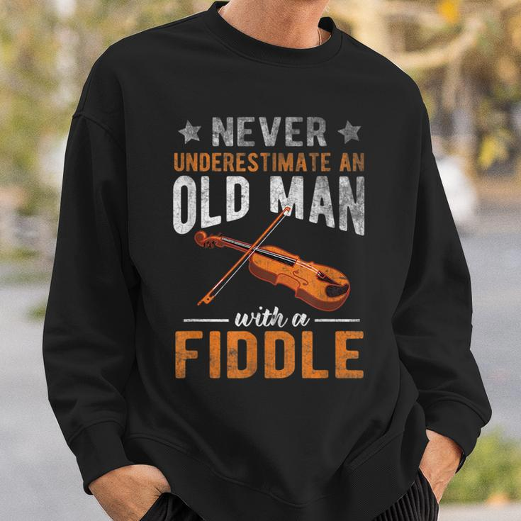 Never Underestimate An Old Man With A Fiddle Funny Sweatshirt Gifts for Him