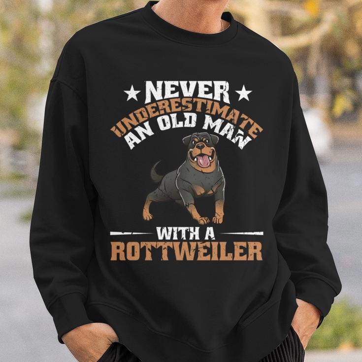 Never Underestimate An Old Man With A Rottweiler Dog Dad Sweatshirt Gifts for Him