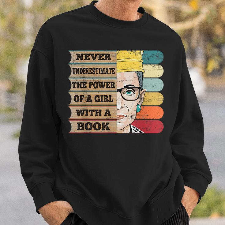 Never Underestimate Rbg Quote Feminist Lover Girl Book Gift Sweatshirt Gifts for Him