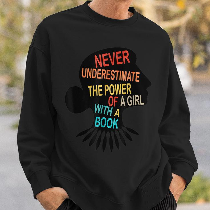 Never Underestimate The Power Of A Girl With Book Feminist Sweatshirt Gifts for Him