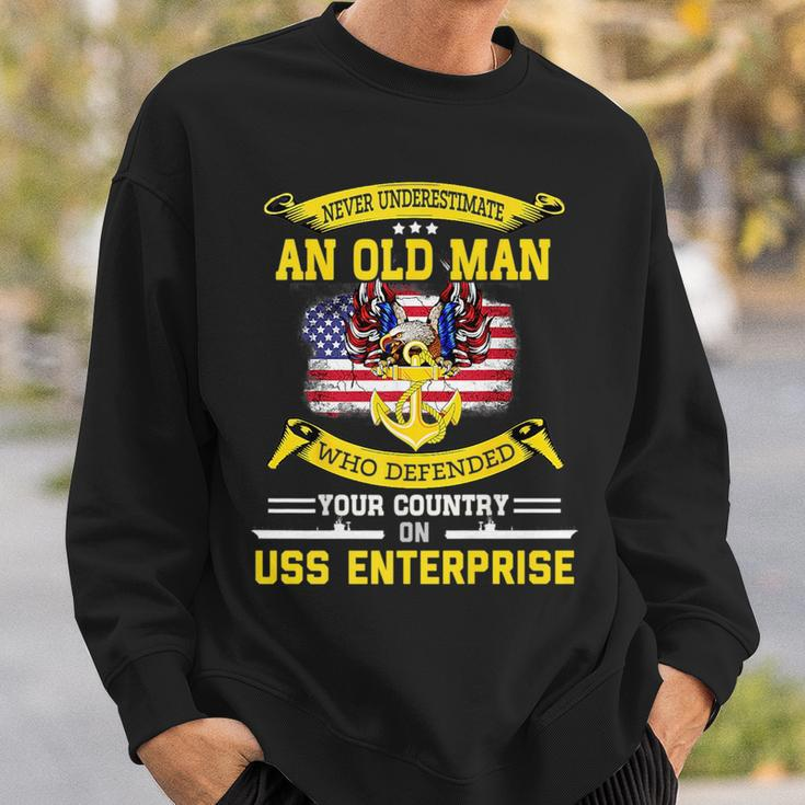 Never Underestimate Uss Enterprise Cvn65 Aircraft Carrier Sweatshirt Gifts for Him