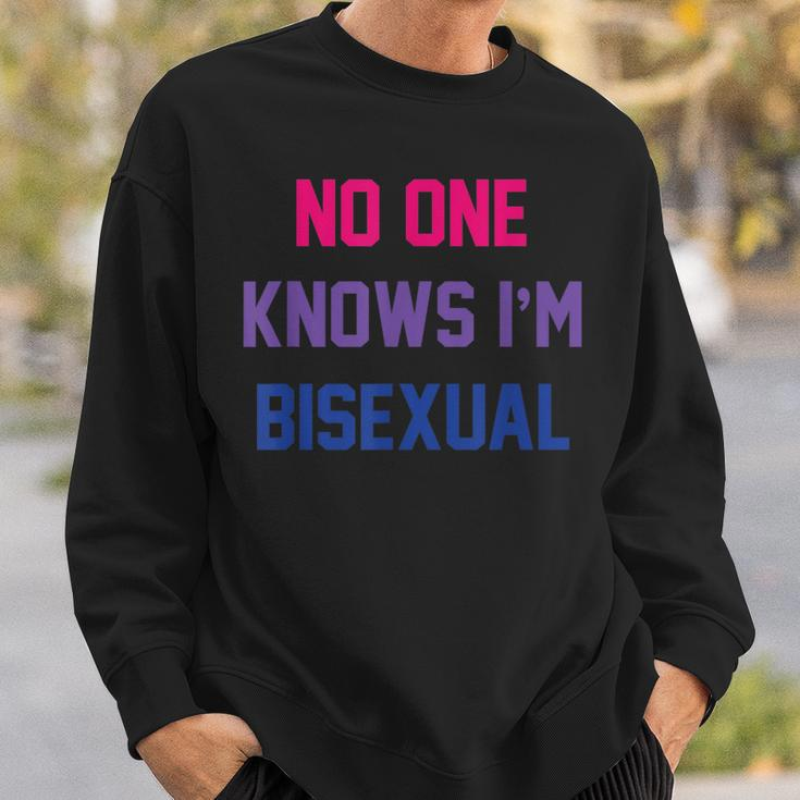 No One Knows Im Bisexual Bi Lgbt Pride Lgbtq Bi Funny Sweatshirt Gifts for Him