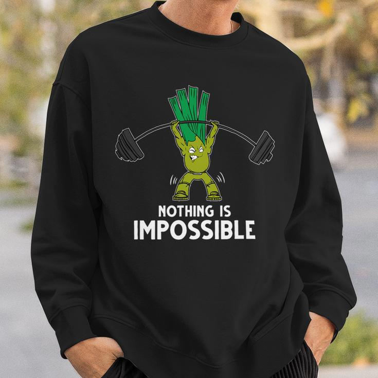 Nothing Is Impossible Leek Fitness Training Gym Vegan Sweatshirt Gifts for Him