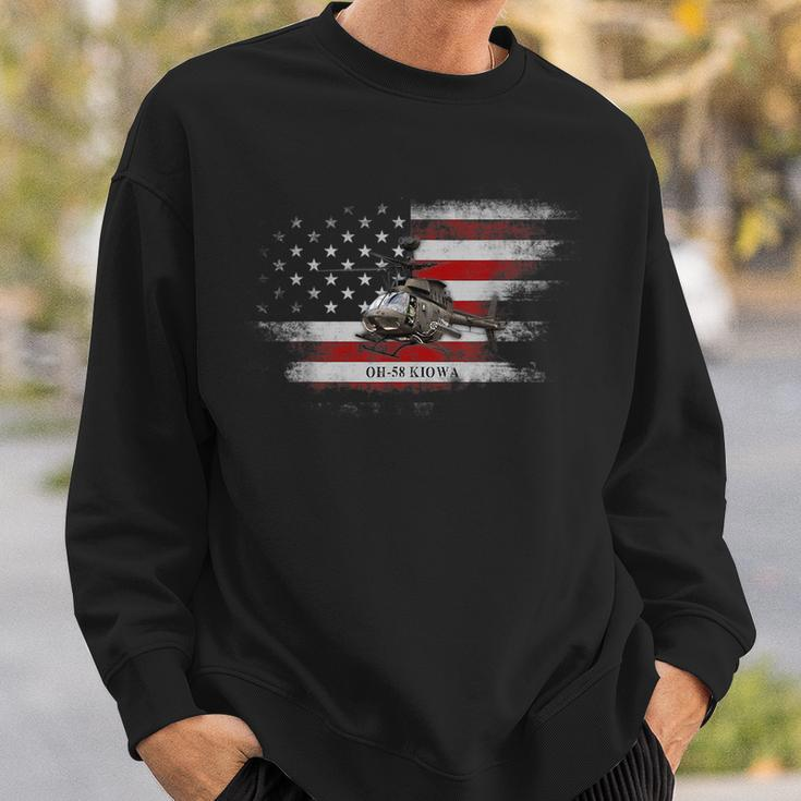 Oh-58 Kiowa Helicopter Usa Flag Helicopter Pilot Gifts Sweatshirt Gifts for Him