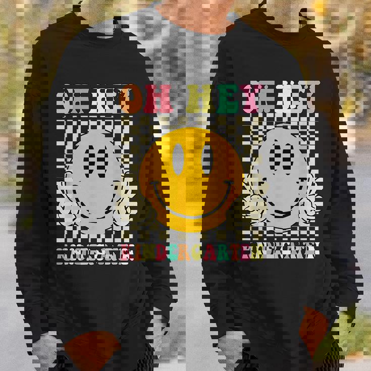 Oh Hey Kindergarten Hippie Smile Face Retro Back To School Sweatshirt Gifts for Him