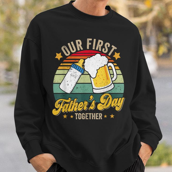 Our First Fathers Day Together Vintage New Dad Matching Sweatshirt Gifts for Him