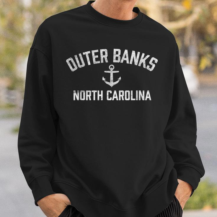 Outer Banks Obx North Carolina Nc White Anchor Blue Vintage Sweatshirt Gifts for Him