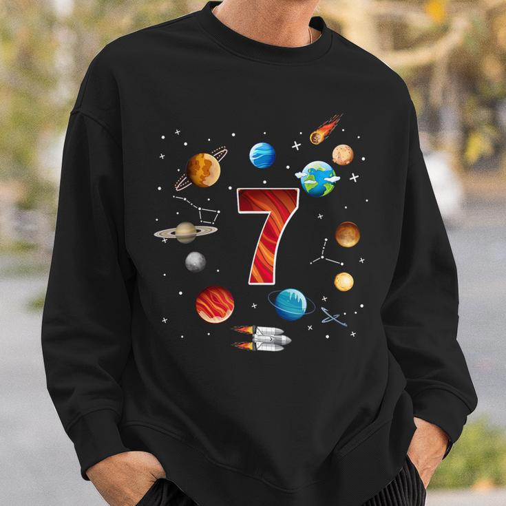 Outer Space 7 Years Old 7Th Birthday Boys Planets Astronaut Sweatshirt Gifts for Him