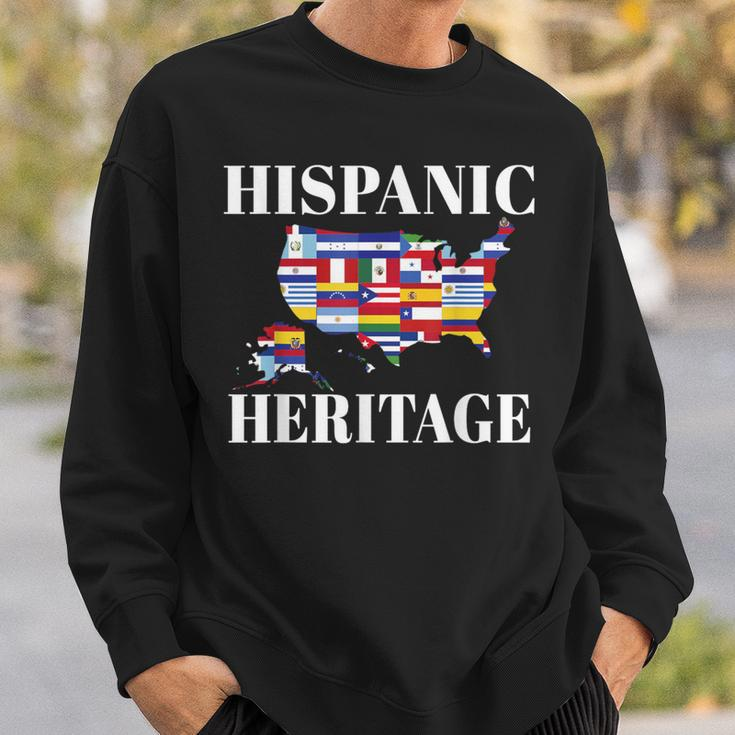 Hispanic Heritage Month All Countries Flag Inspiration Map Sweatshirt Gifts for Him