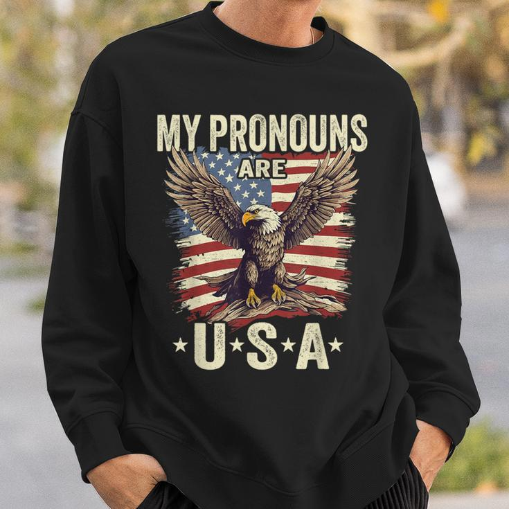 Patriotic American Flag Eagle 4Th July My Pronouns Are Usa Sweatshirt Gifts for Him