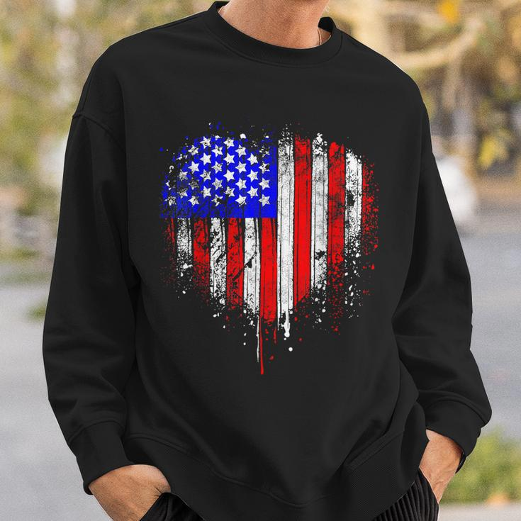 Patriotic American Flag Heart 4Th Of July Vintage Usa Flag Sweatshirt Gifts for Him
