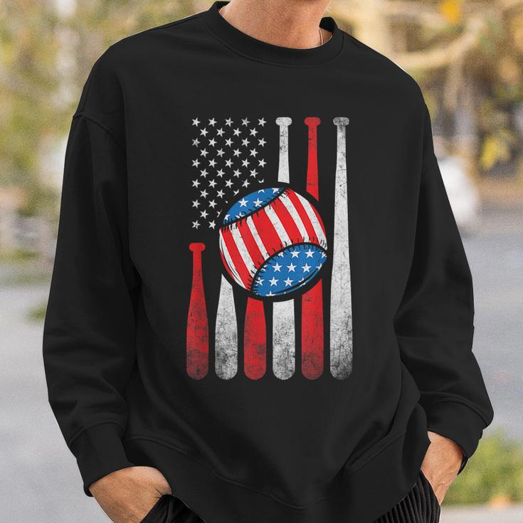 Patriotic Baseball 4Th Of July Usa American Flag Sweatshirt Gifts for Him