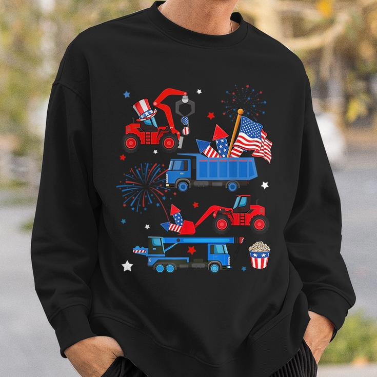 Patriotic Construction Excavator 4Th Of July Boy Kid Toddler Sweatshirt Gifts for Him