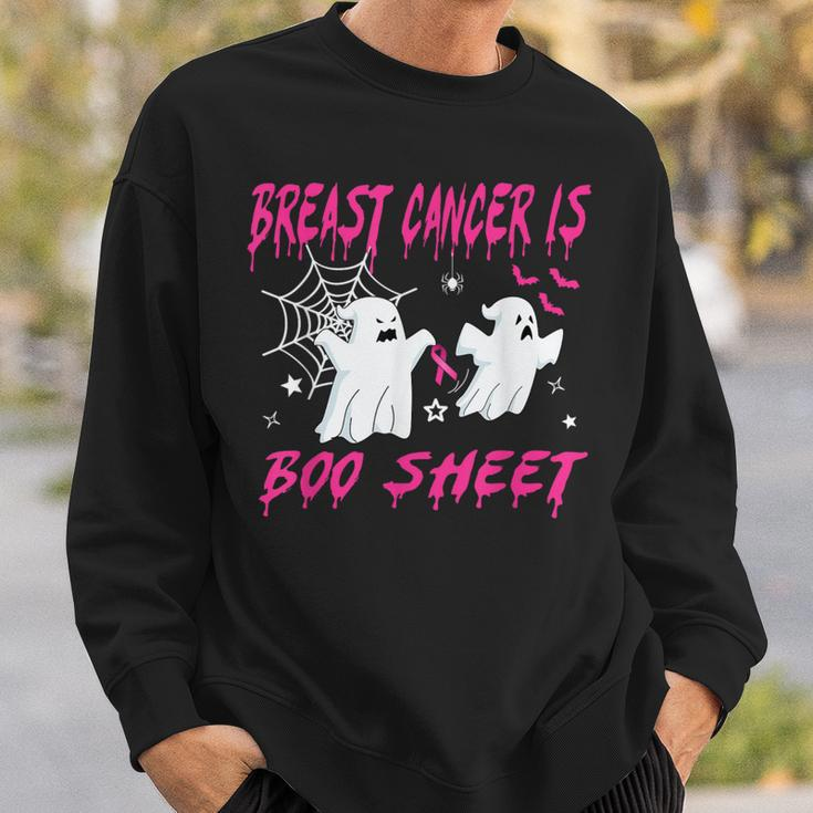 Pink Ribbon Halloween Breast Cancer Warrior Is Boo Sheet Sweatshirt Gifts for Him