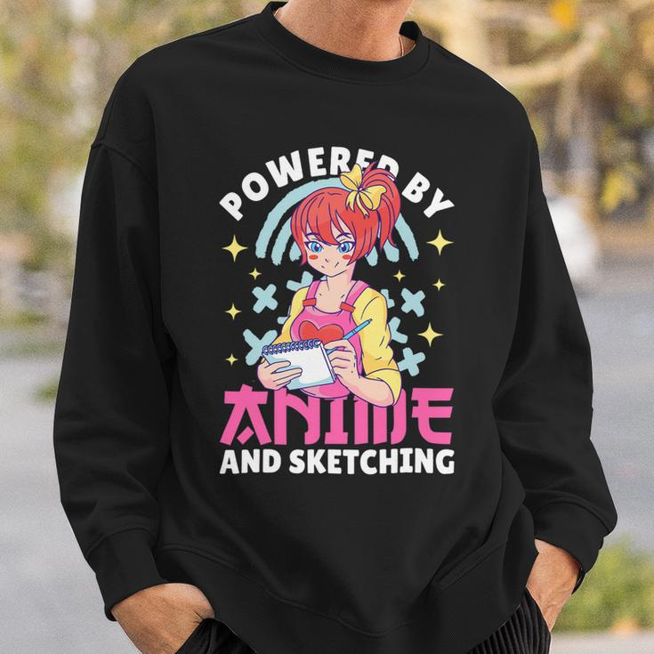 Powered By Anime And Sketching With Anime Sweatshirt Gifts for Him