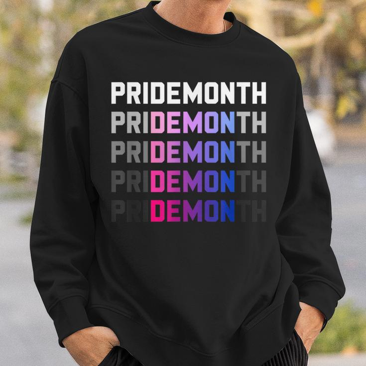 Pridemonth Demon Vintage Human Right Bisexual Sweatshirt Gifts for Him