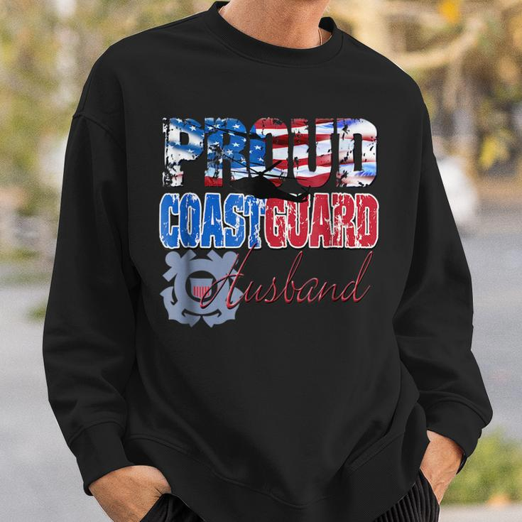 Proud Coast Guard Husband Patriotic Usa Flag Men Patriotic Funny Gifts Sweatshirt Gifts for Him
