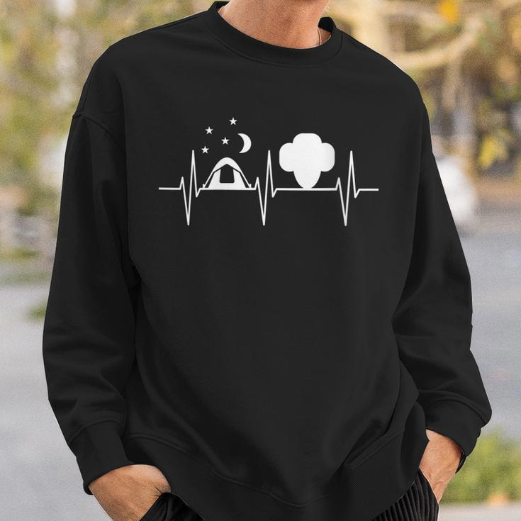 Proud Scout Girl Scouting Heartbeat Trefoil Tent Camping Gift For Womens Sweatshirt Gifts for Him
