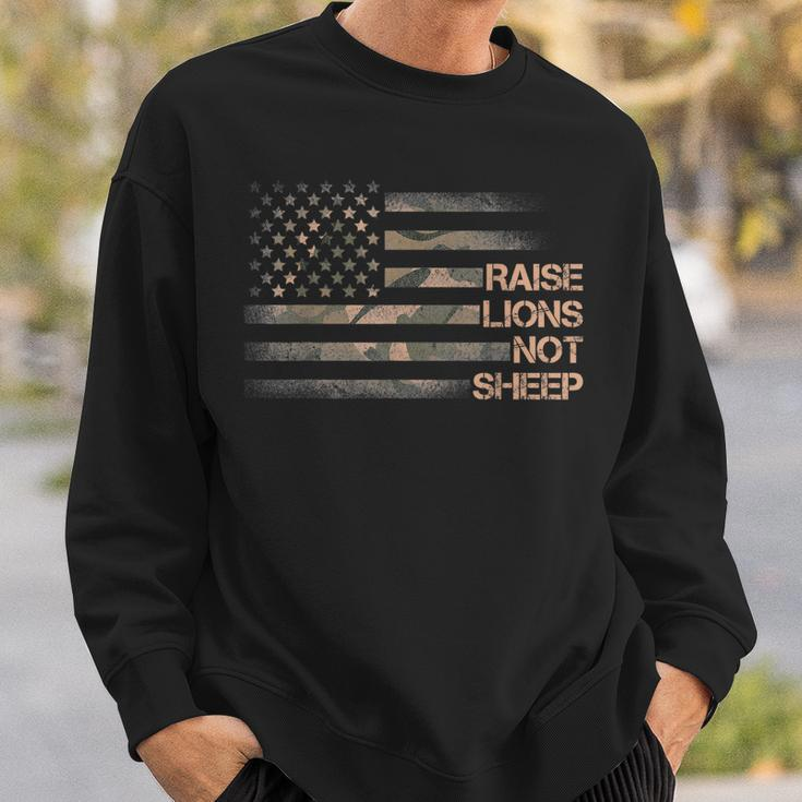 Raise Lions Not Sheep Patriotic Lion American Flag Patriot Sweatshirt Gifts for Him
