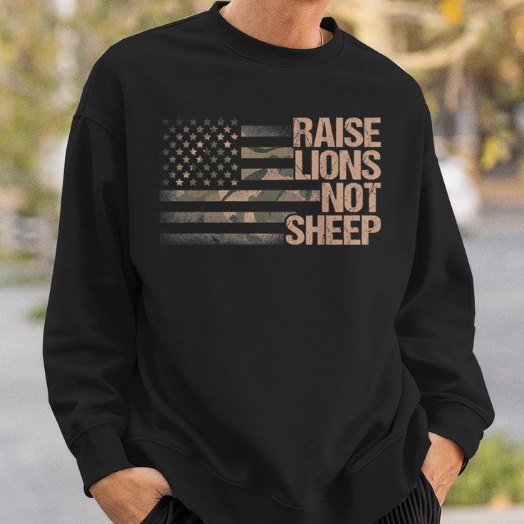 Raise Lions Not Sheep Patriotic Lion American Patriot Sweatshirt Gifts for Him