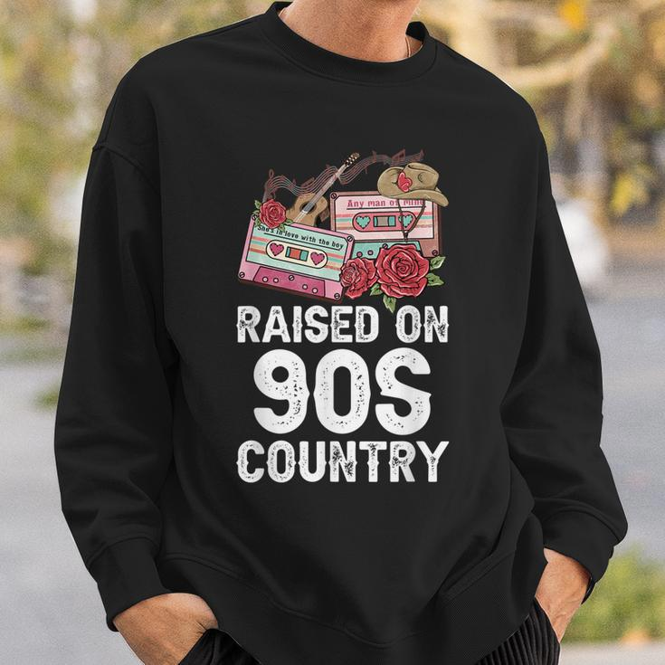 Raised On 90S Country Music Retro Farm Cowgirl Sweatshirt Gifts for Him