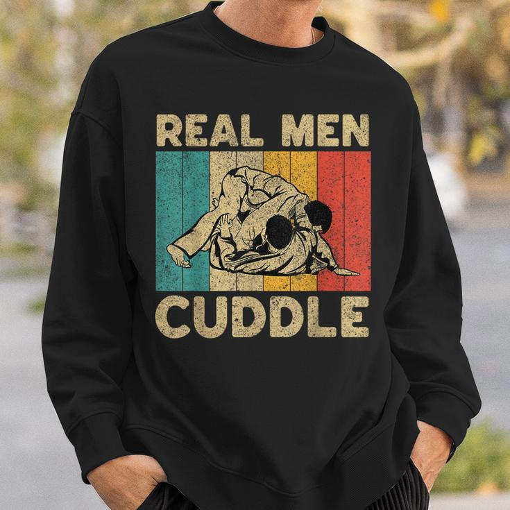 Real Men Cuddle Funny Vintage Bjj Brazilian Jiu Jitsu Sweatshirt Gifts for Him