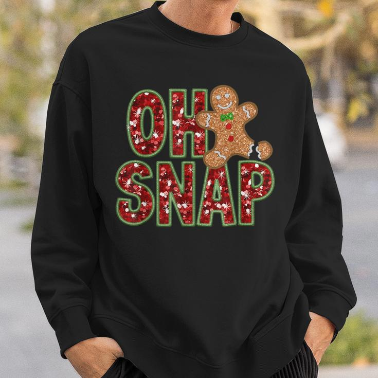 Red Cheerful Sparkly Oh Snap Gingerbread Christmas Cute Xmas Sweatshirt Gifts for Him