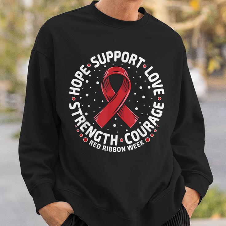 Red Ribbon Week 2023 Hope Love Support Red Ribbon Week Sweatshirt Gifts for Him