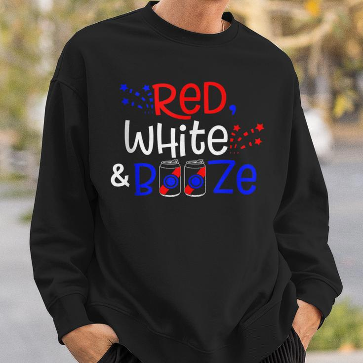 Red White And Booze Funny Adult 4Th Of July Sweatshirt Gifts for Him