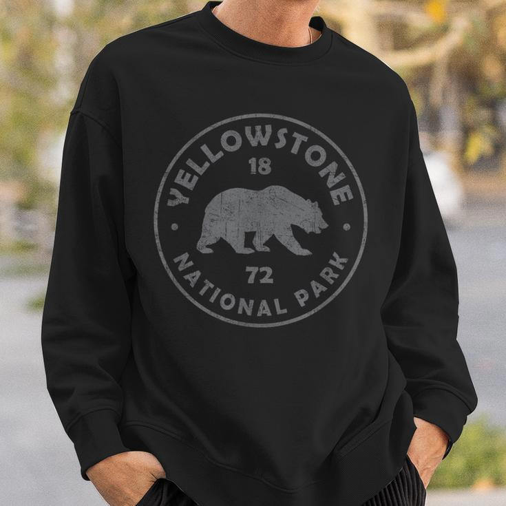 Retro Bear Yellowstone National Park 1872 Hiking Souvenir Sweatshirt Gifts for Him