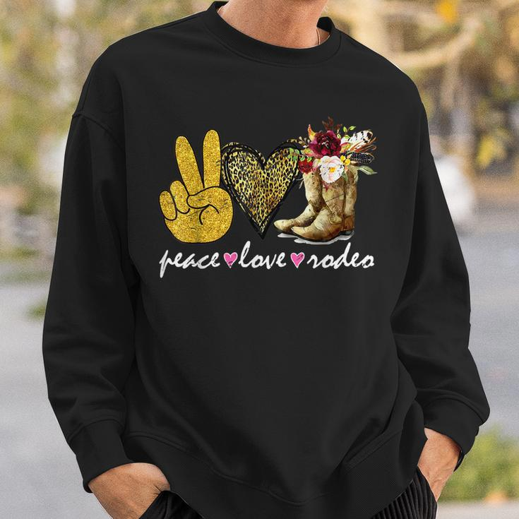 Retro Cowboy Boots Western Country Cowgirl Peace Love Rodeo Sweatshirt Gifts for Him