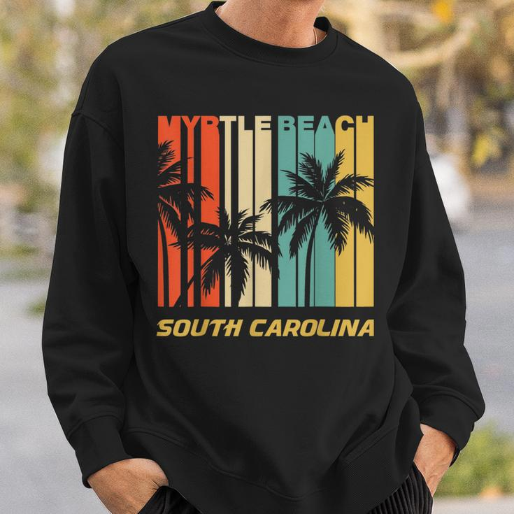 Retro Myrtle Beach South Carolina Palm Trees Vacation Sweatshirt Gifts for Him