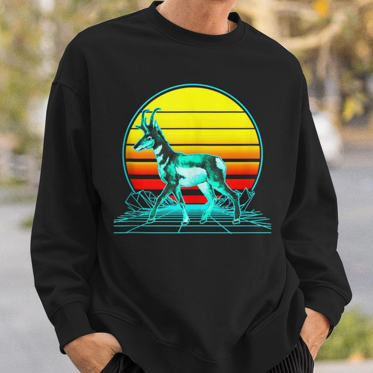 Retro Pronghorn Vaporwave Sweatshirt Gifts for Him