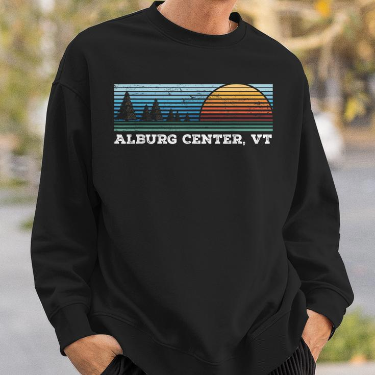 Retro Sunset Stripes Alburg Center Vermont Sweatshirt Gifts for Him