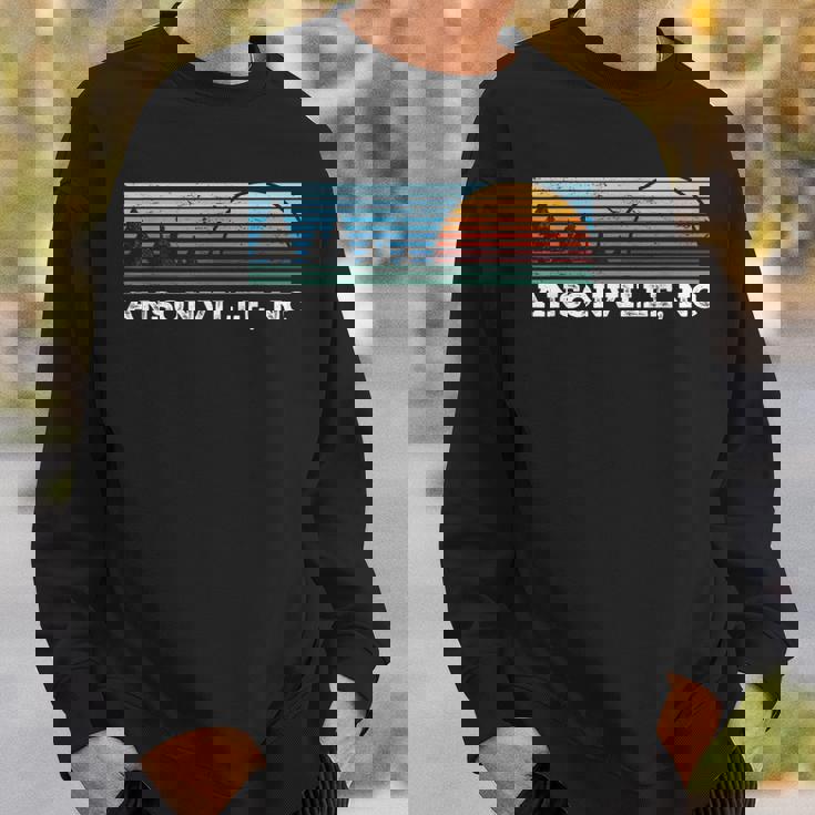 Retro Sunset Stripes Ansonville North Carolina Sweatshirt Gifts for Him