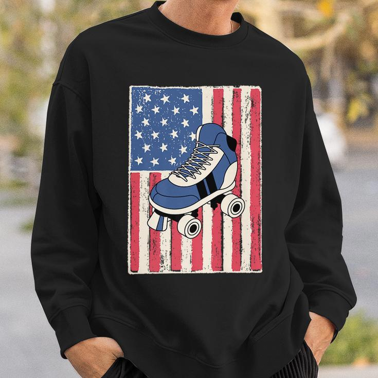Roller Skate For Men Gift Skating American Flag Patriotic Patriotic Funny Gifts Sweatshirt Gifts for Him