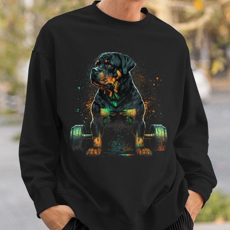 Rottweiler Weightlifting Dog Fitness Gym Rottweiler Sweatshirt Gifts for Him