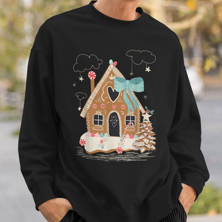 Santa Gingerbread House Christmas Holiday Season Snowflakes Sweatshirt Gifts for Him