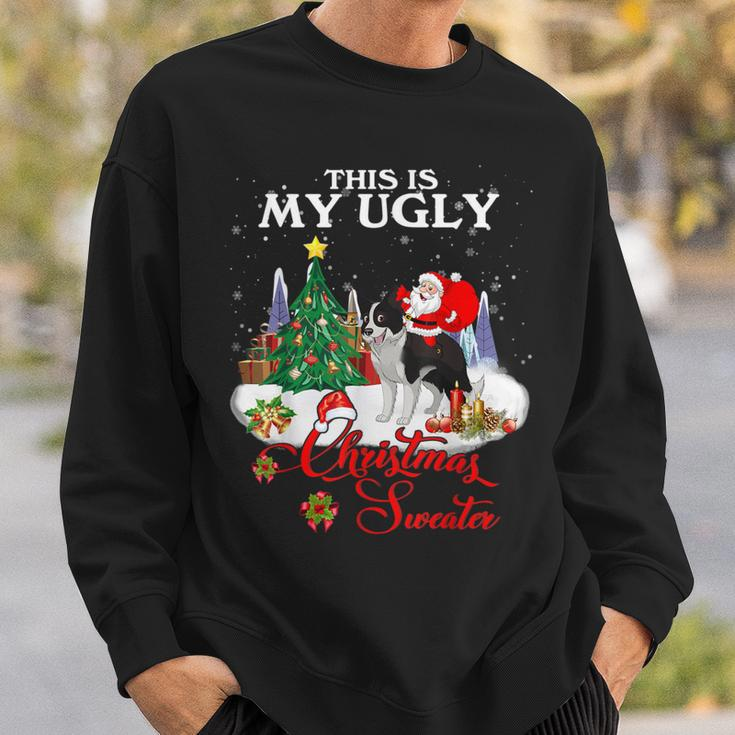 Santa Riding Border Collie This Is My Ugly Christmas Sweater Sweatshirt Gifts for Him