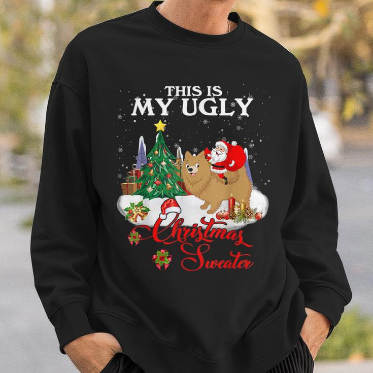 Santa Riding Pomeranian This Is My Ugly Christmas Sweater Sweatshirt Gifts for Him