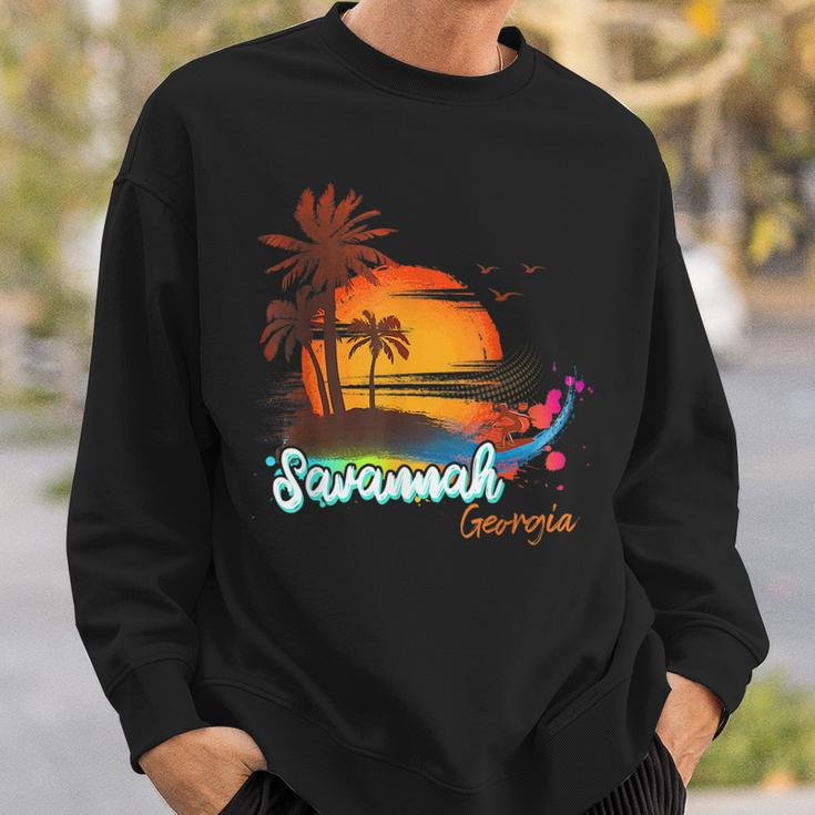 Savannah Georgia Beach Summer Vacation Palm Trees Sunset Men Georgia Gifts And Merchandise Funny Gifts Sweatshirt Gifts for Him