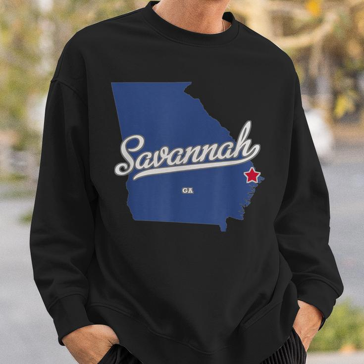 Savannah Georgia Ga Map Sweatshirt Gifts for Him