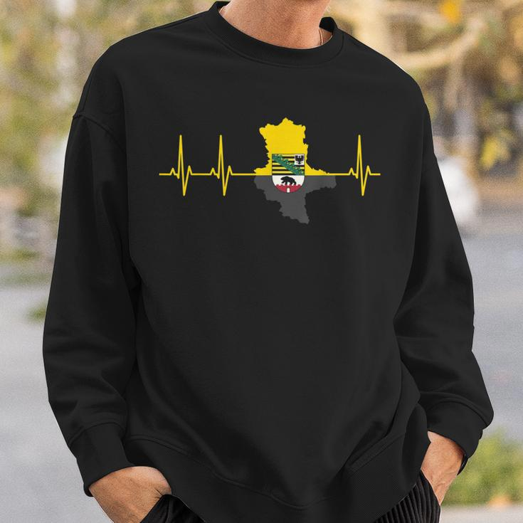 Saxony-Anhalt Flag In Heartbeat Ekg For Magdeburger Sweatshirt Gifts for Him