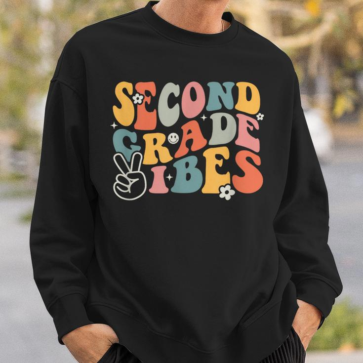 Second Grade Vibes Team 2Nd Grade Groovy Back To School Sweatshirt Gifts for Him