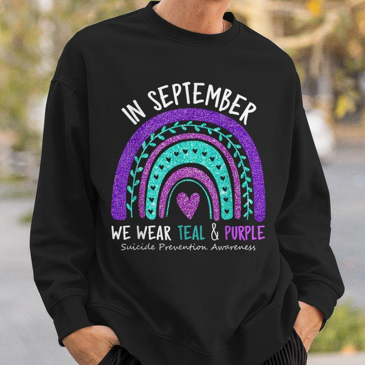 In September We Wear Teal & Purple Suicide Awareness Ribbon Sweatshirt Gifts for Him